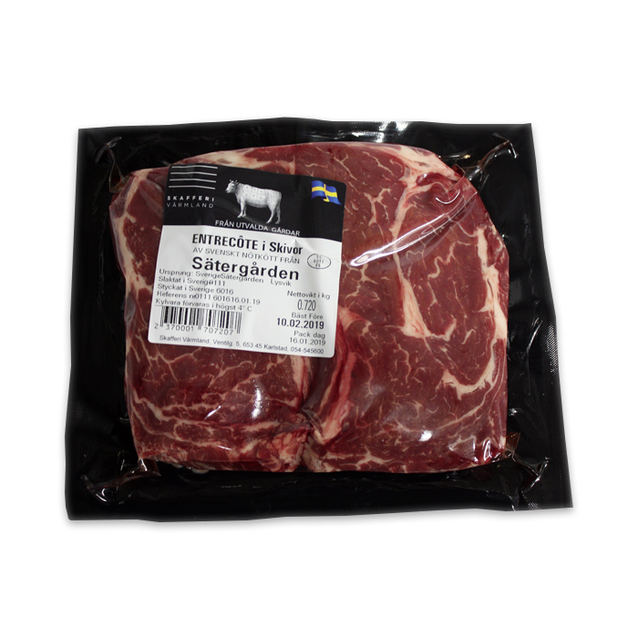 Entrecôte, hel. Jmf-pris kr/kg: - 3