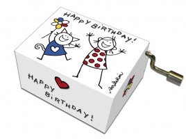 Speldosa Katt & Flickan "Happy Birthday"