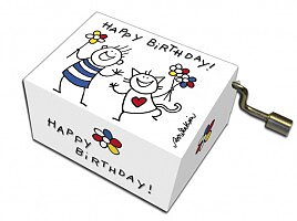 Speldosa Katt & Pojke "Happy Birthday"