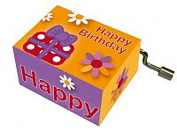 Speldosa Paket & Blomma "Happy Birthday"