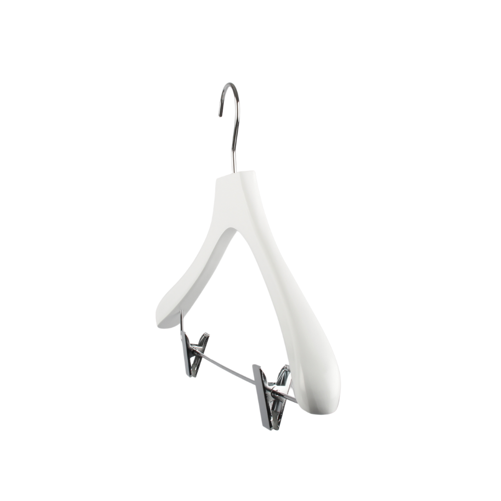 Svängd trägalge med stång & clips i metall, Vit, 42 cm  - 3