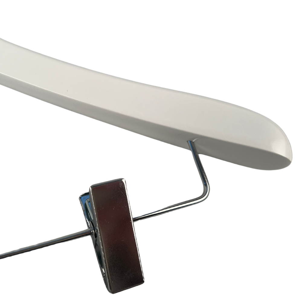 Svängd trägalge med stång & clips i metall, Vit, 42 cm  - 4