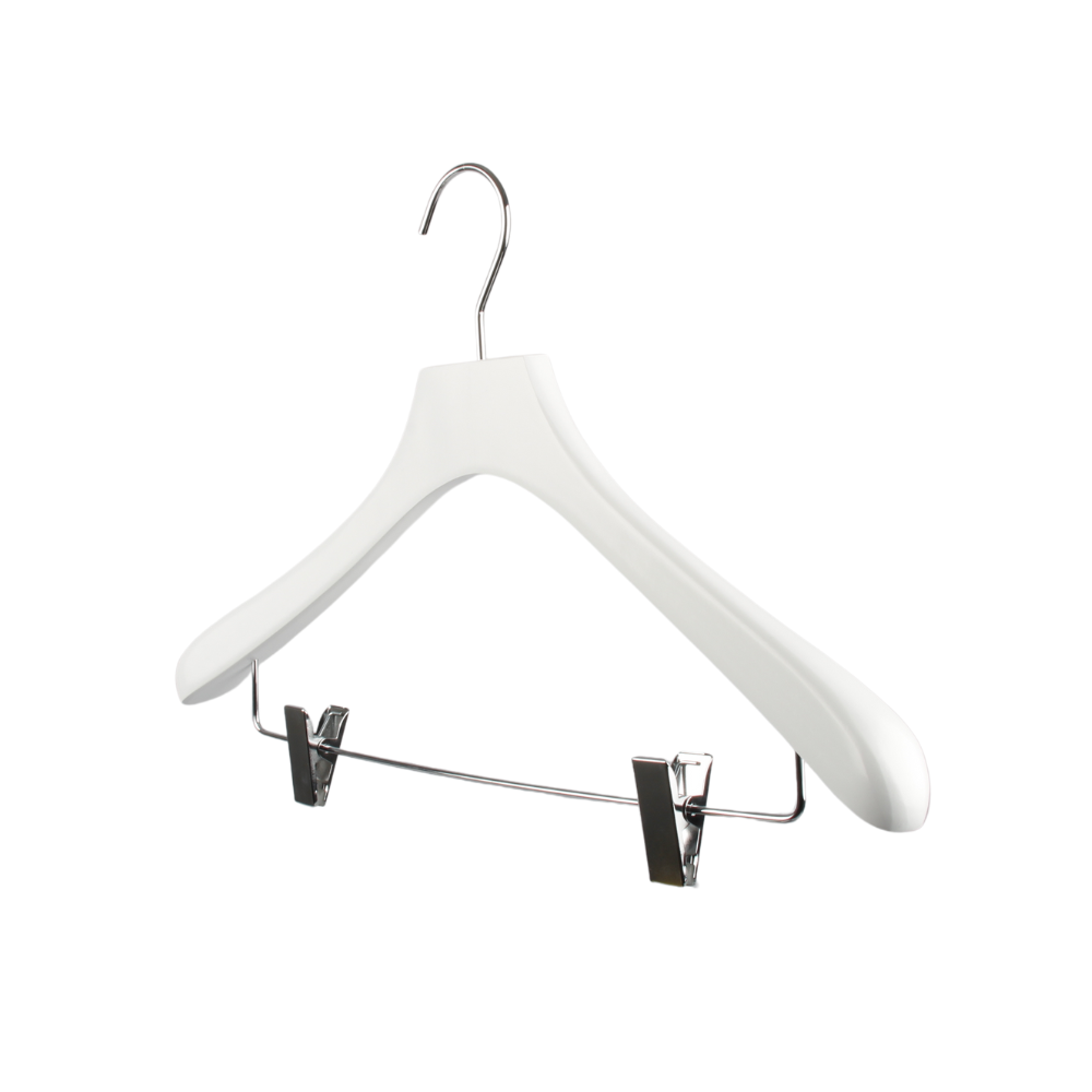 Svängd trägalge med stång & clips i metall, Vit, 42 cm  - 2