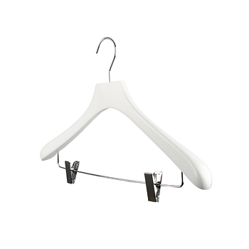 Buet træalge med metalstang og clips, hvid, 42 cm