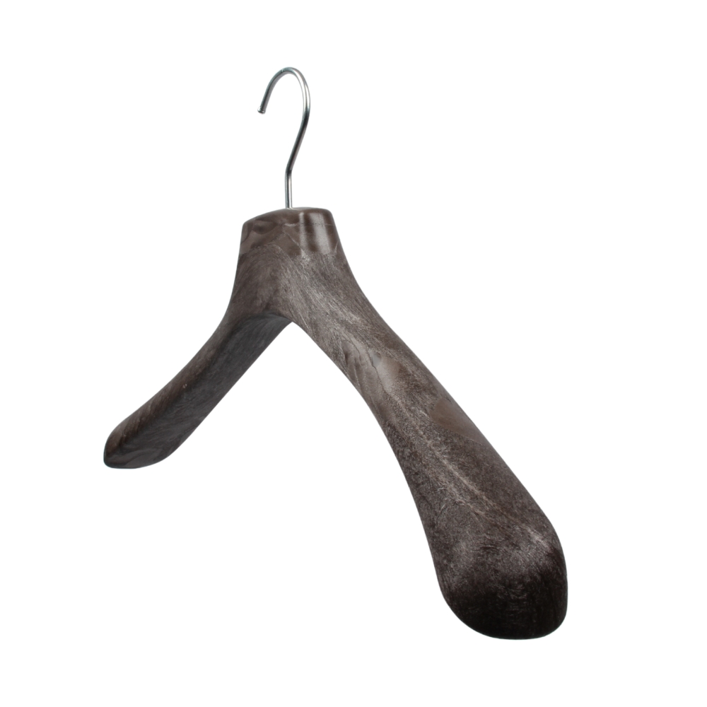 Jakke-/kostumebøjle i solid plast, 43 cm, mønster i mørkebrun, 5 stk/pakke - 3