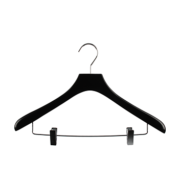 Buet træalge med metalstang og clips, sort, 42 cm