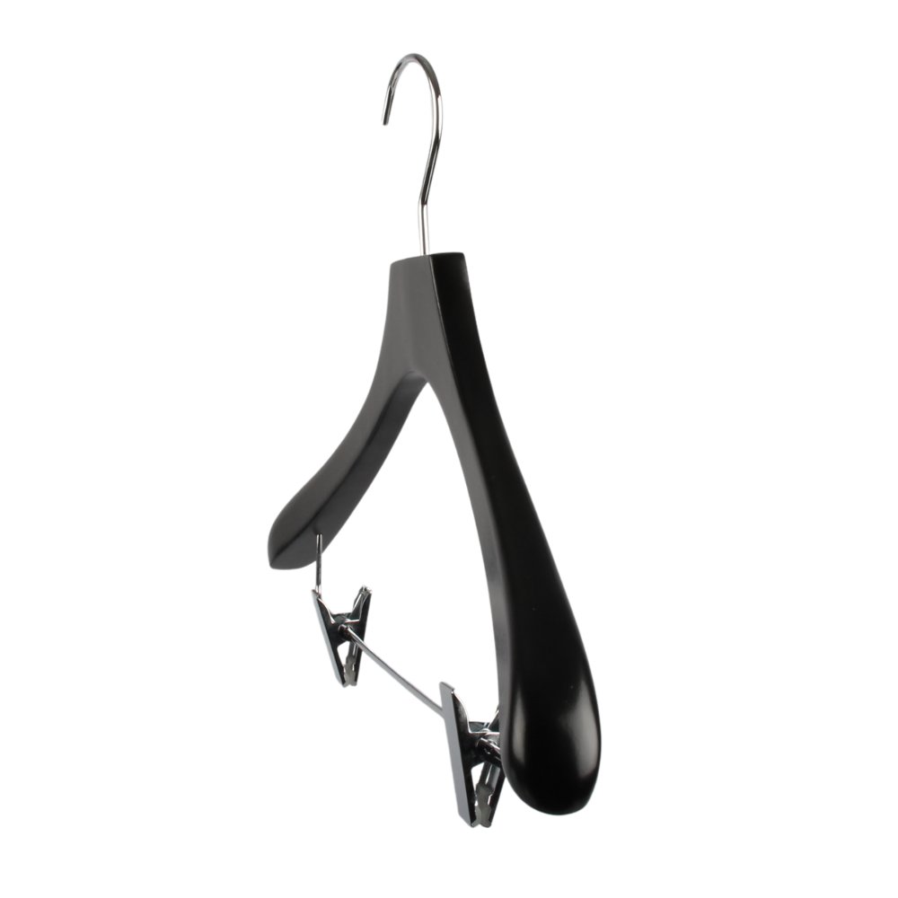 Pyörivä puinen riipus, jossa on metallitanko ja klipsit, musta, 42 cm. - 3