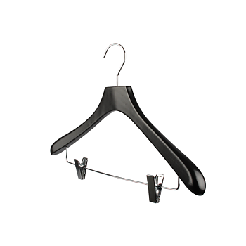 Buet træalge med metalstang og clips, sort, 42 cm