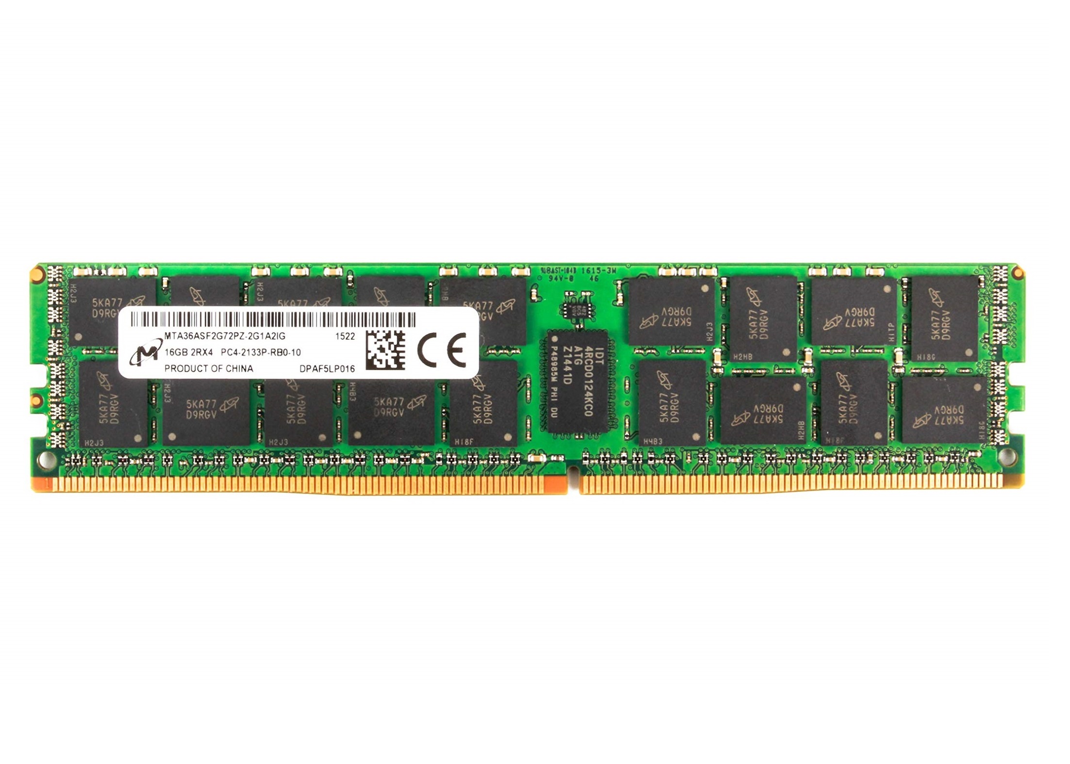 16GB DDR4 1x16GB Micron RDIMM 2Rx4 ECC PC4-17000P-R Dual Rank x4 Module DDR4-2133