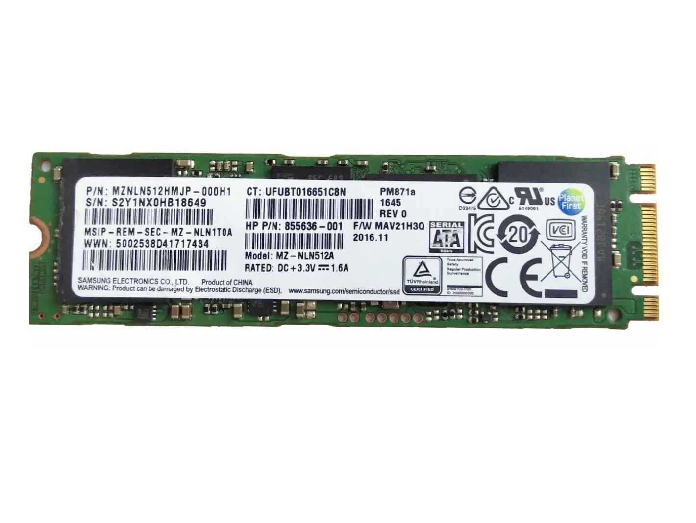 Samsung PM871a 512GB SSD M2 2280 SATA