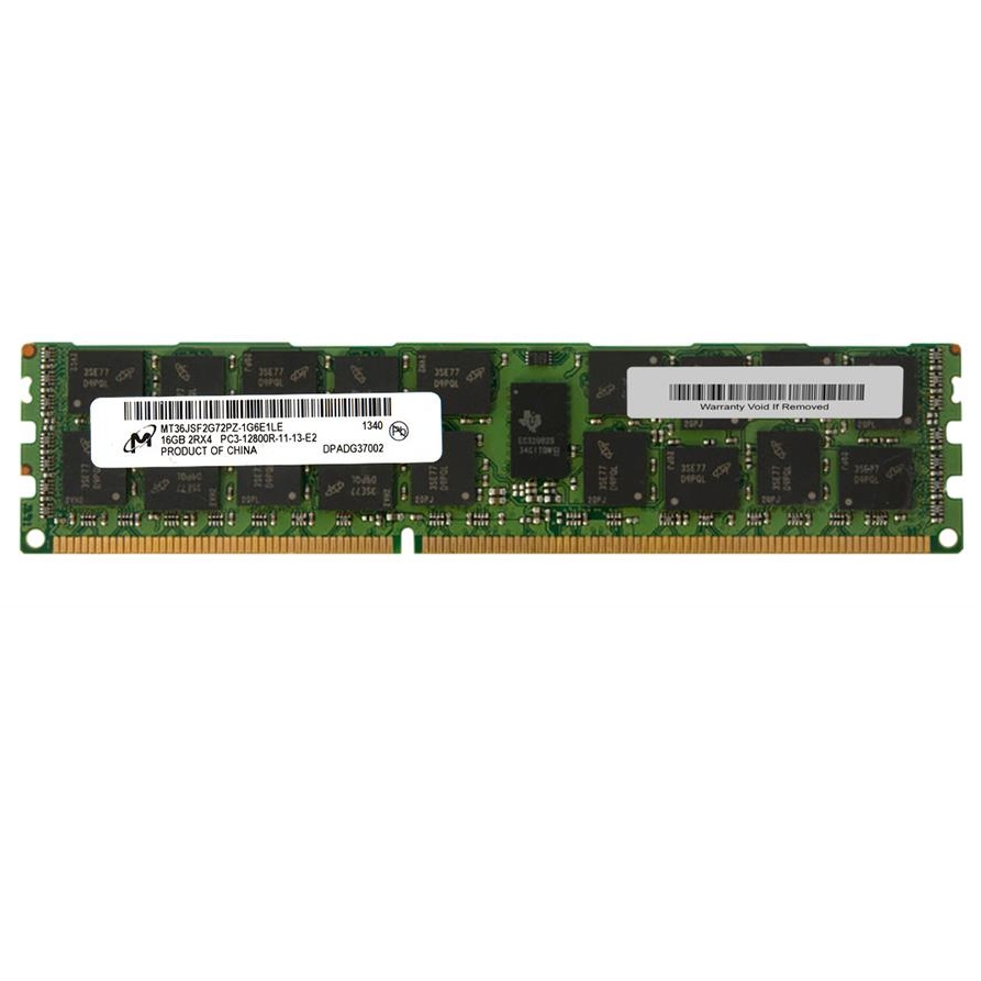 Begagnat 16GB DDR3 (1x16GB) Micron RDIMM 2Rx4 ECC PC3-12800R 1600MHz Dual Rank x4 RAM Minne