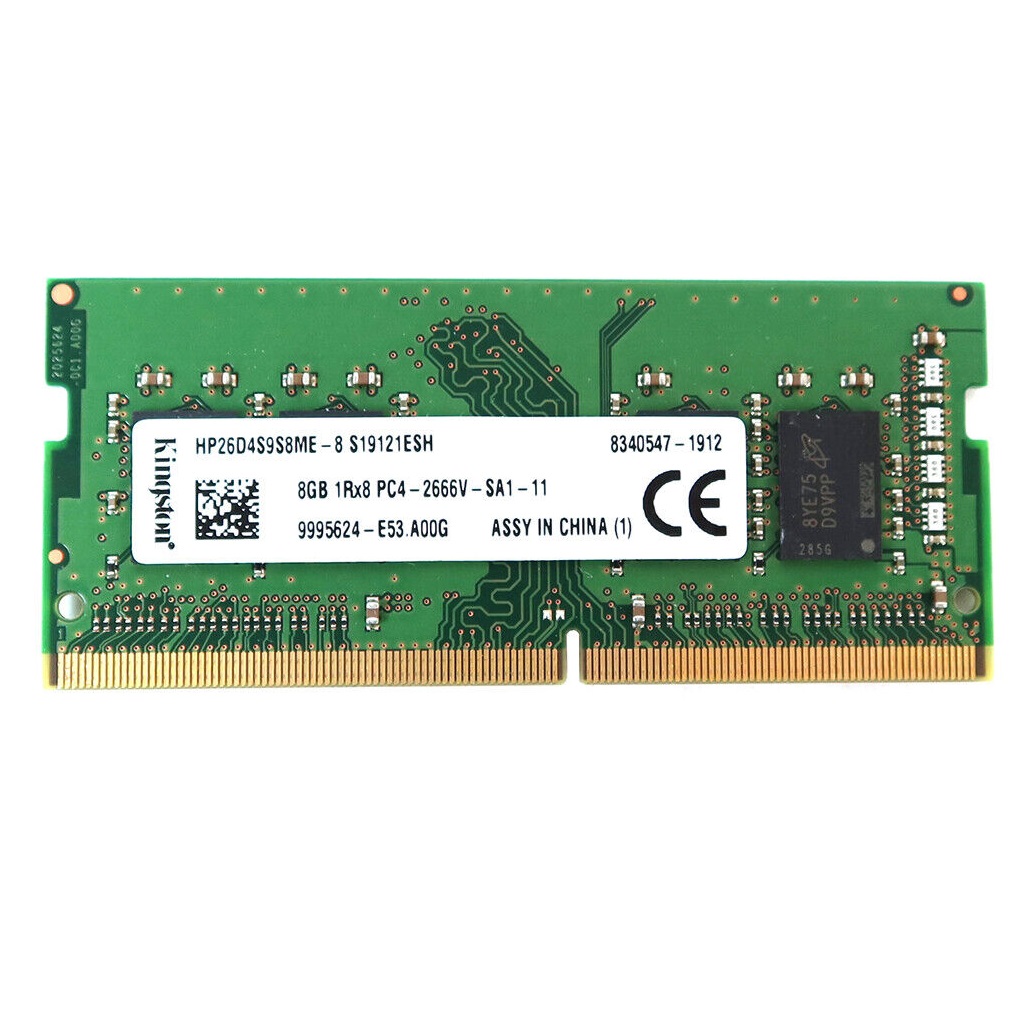 Begagnat 8GB DDR4 (1x8GB) Kingston SODIMM 1Rx8 PC4-2666V 2666MHz RAM Minne HP26D4S9S8MH