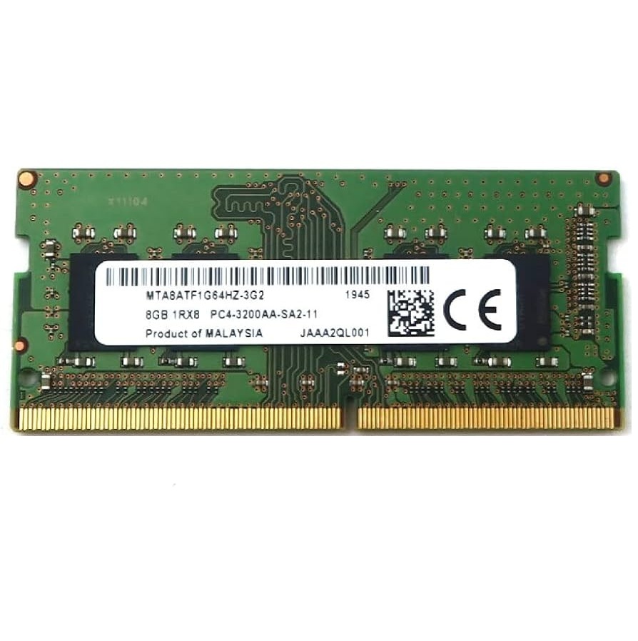 Begagnat 8GB DDR4 (1x8GB) Micron SODIMM 1Rx8 PC4-3200AA 3200MHz RAM Minne MTA8ATF1G64HZ-3G2J1