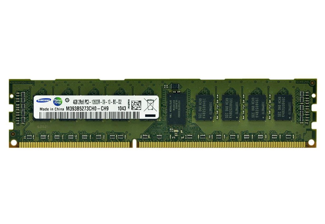 Begagnat 4GB DDR3 (1x4GB) Samsung RDIMM 2Rx8 ECC PC3-10600R 1333MHz Dual Rank x8 RAM Minne