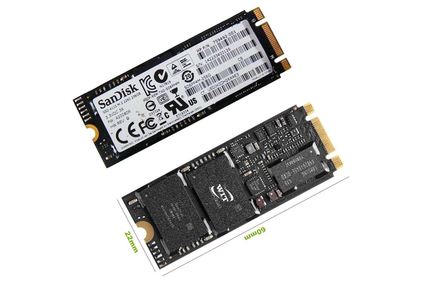 Begagnad 256GB SanDisk A110 SSD M2 2260 NVMe Gen2 x2