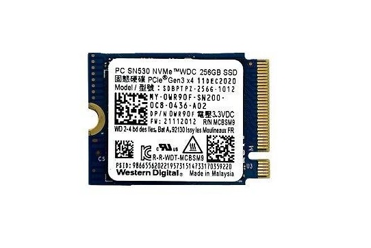Begagnad 256GB WD PC SN530 NVMe Gen3 x4 NVMe M2 2230