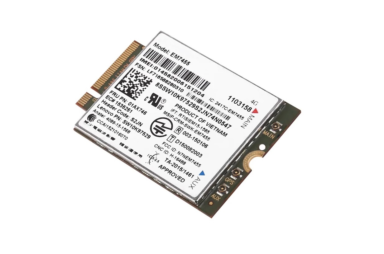 Lenovo WWAN Sierra Wireless AirPrime EM7455 LTE-A FRU 01AX746 4G LTE Modem