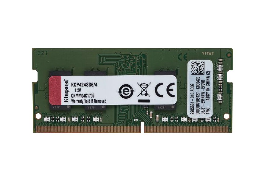 Begagnat 4GB DDR4 (1x4GB) Kingston SODIMM 1Rx16 PC4-2400T 2400MHz RAM Minne Single Sided Memory KCP424SS6/4