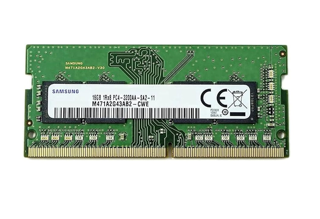 Begagnat 16GB DDR4 (1x16GB) Samsung SODIMM 1Rx8 PC4-3200AA 3200MHz RAM Minne
