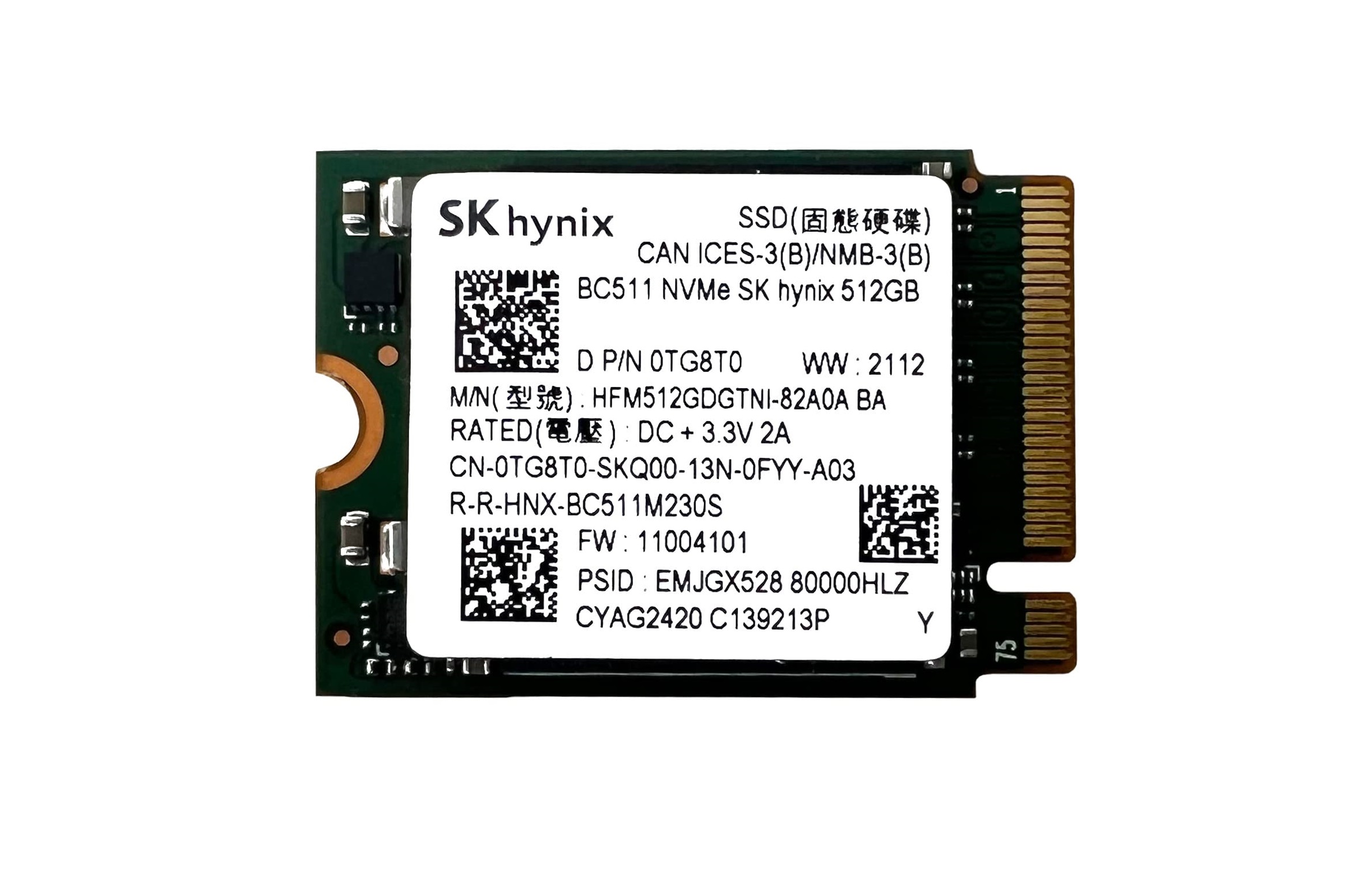 SK Hynix BC511 512GB M2 2230 NVMe Gen3 x4