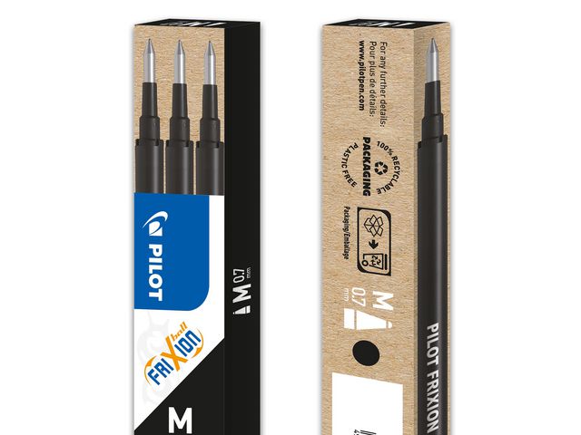 Refillpatron Pilot Frixion 07 svart 3-pack