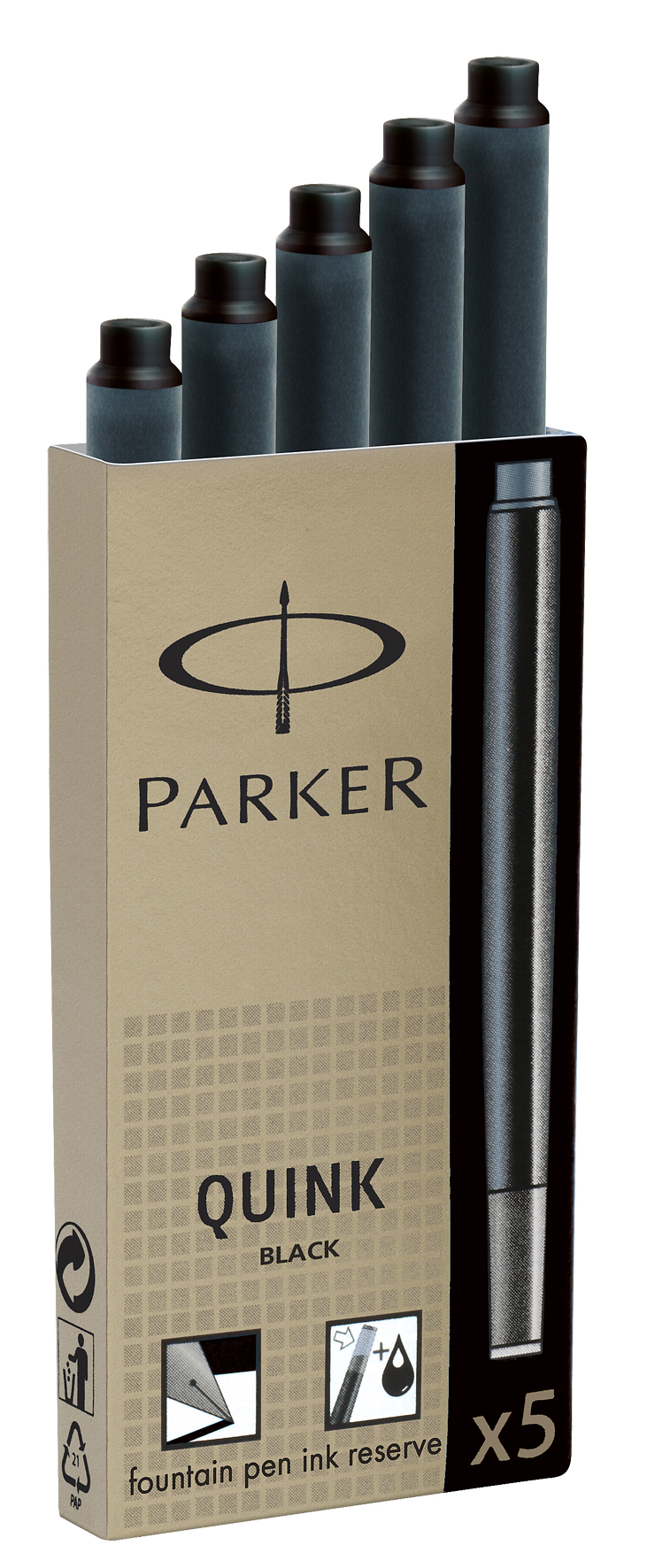 Bläckpatron Parker svart 5/fp