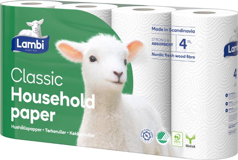 Hushållspapper LAMBI Classic vit 20/fp