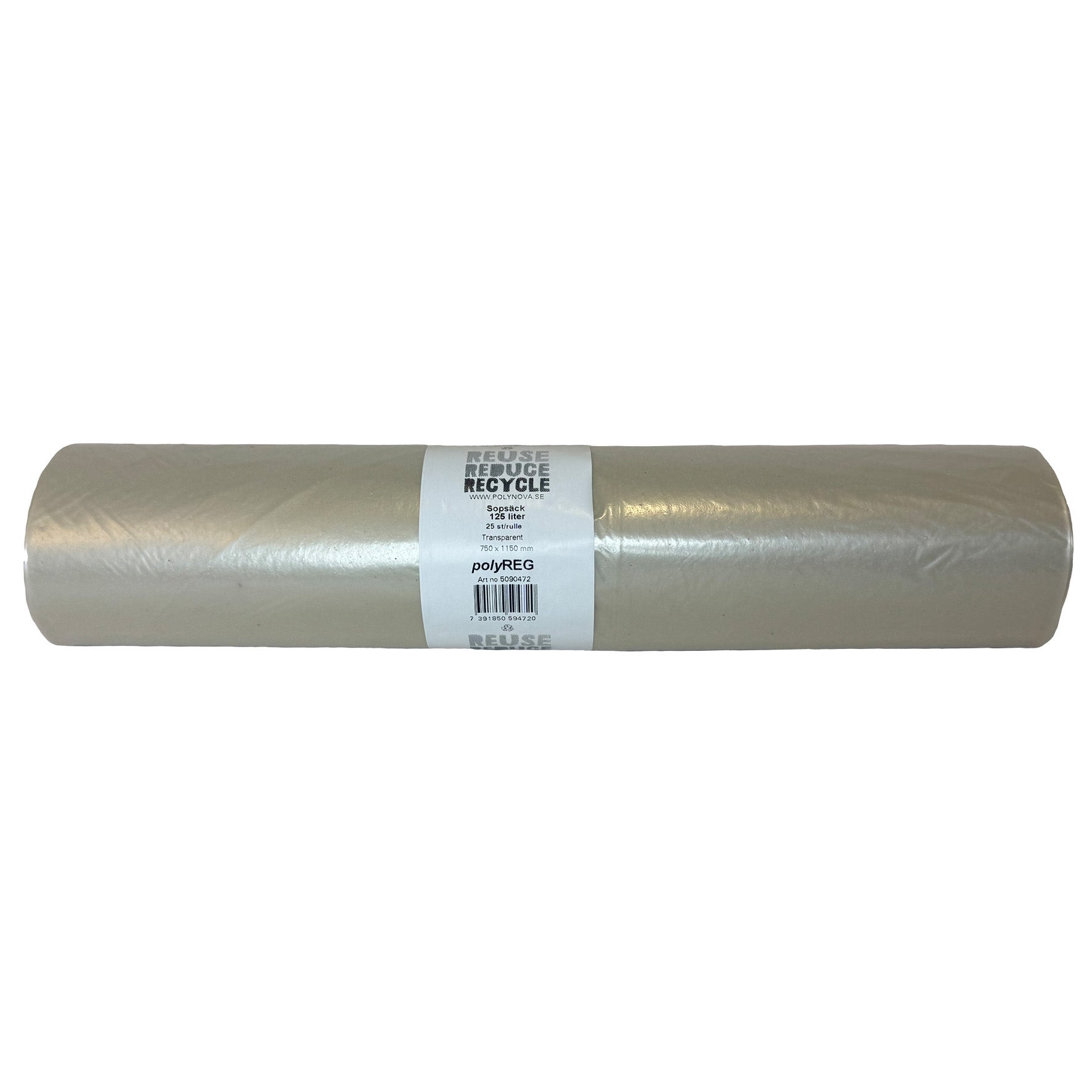 Sopsäck PolyREG 125 liter transparent 30 my 6x25 st