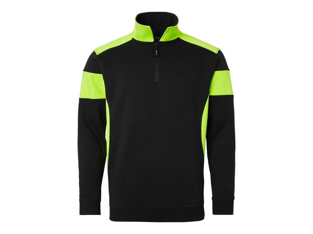 Sweatshirt halfzip 222 sv/fluor. gul XL