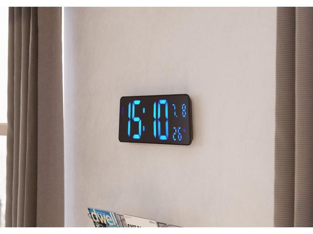 Vägg-/bordsklocka LCD svart