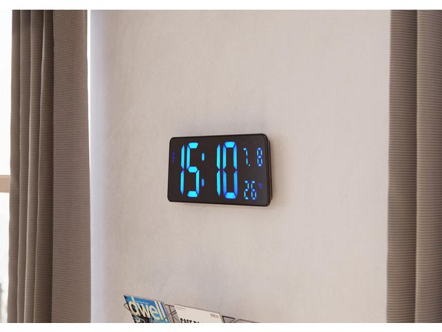 Vägg-/bordsklocka LCD svart
