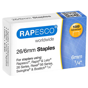 Häftklammer Rapesco 26/6 1000-pack