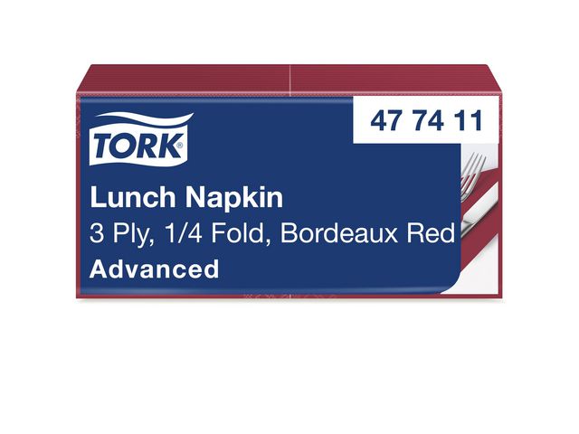 Servett TORK Lunch 3-lags vinröd 150/fp