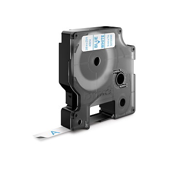 Märkband Dymo D1 blå/vit 9mm