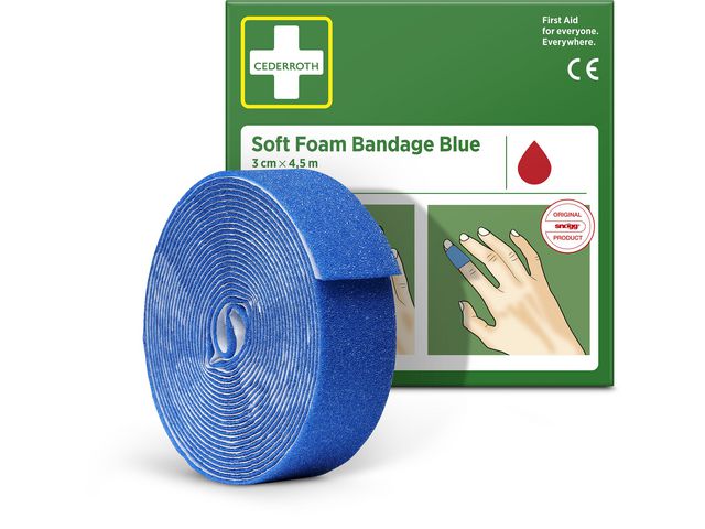 Plåster Cederroth Soft Foam 3 cm x 4,5 m blå