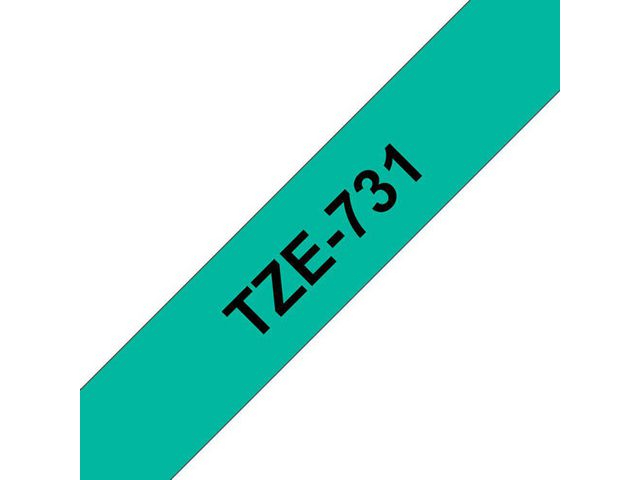 Märkband TZe731 12 mm svart/grön