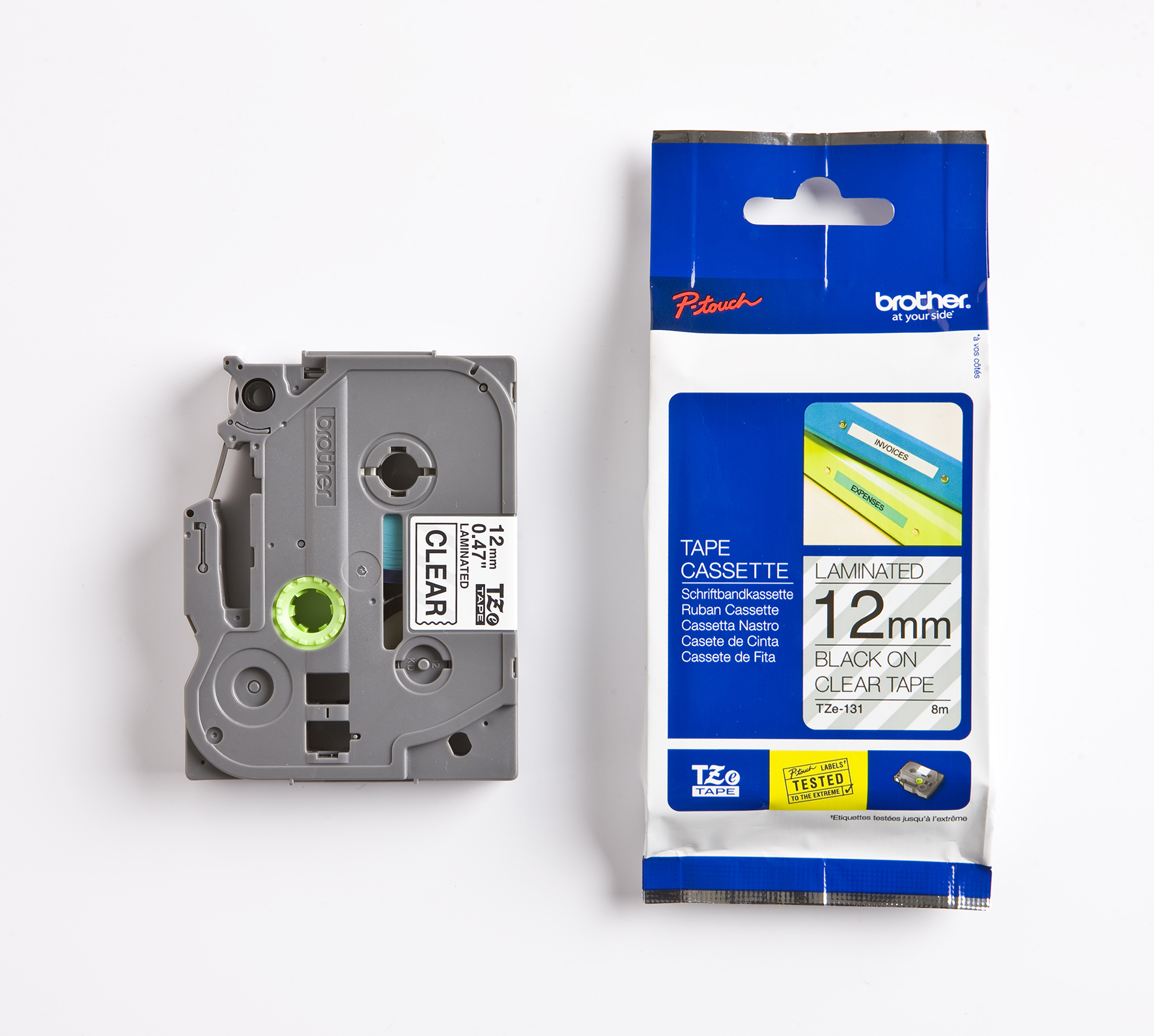 Märkband TZe131 12mm sva/klar