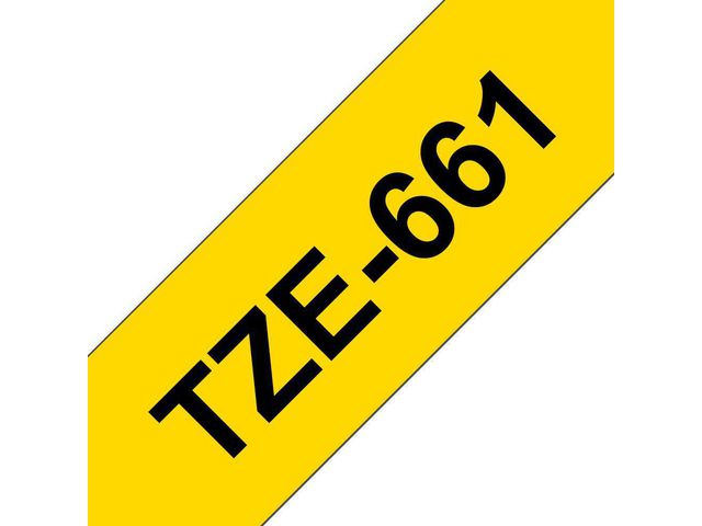 Märkband TZe661 36mm sva/gul