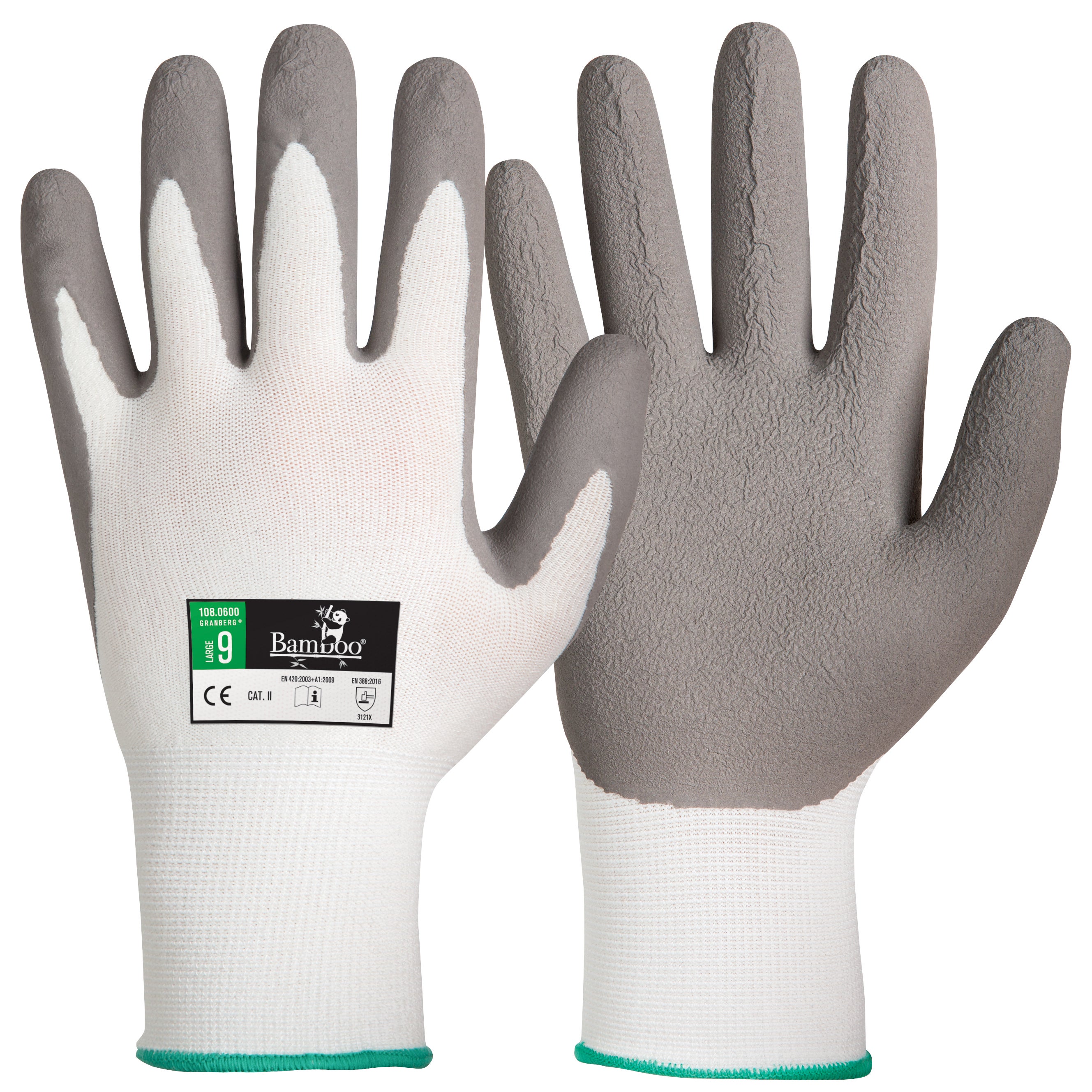 Montagehandske 0600 Bambu/Latex vit/grå stl 11