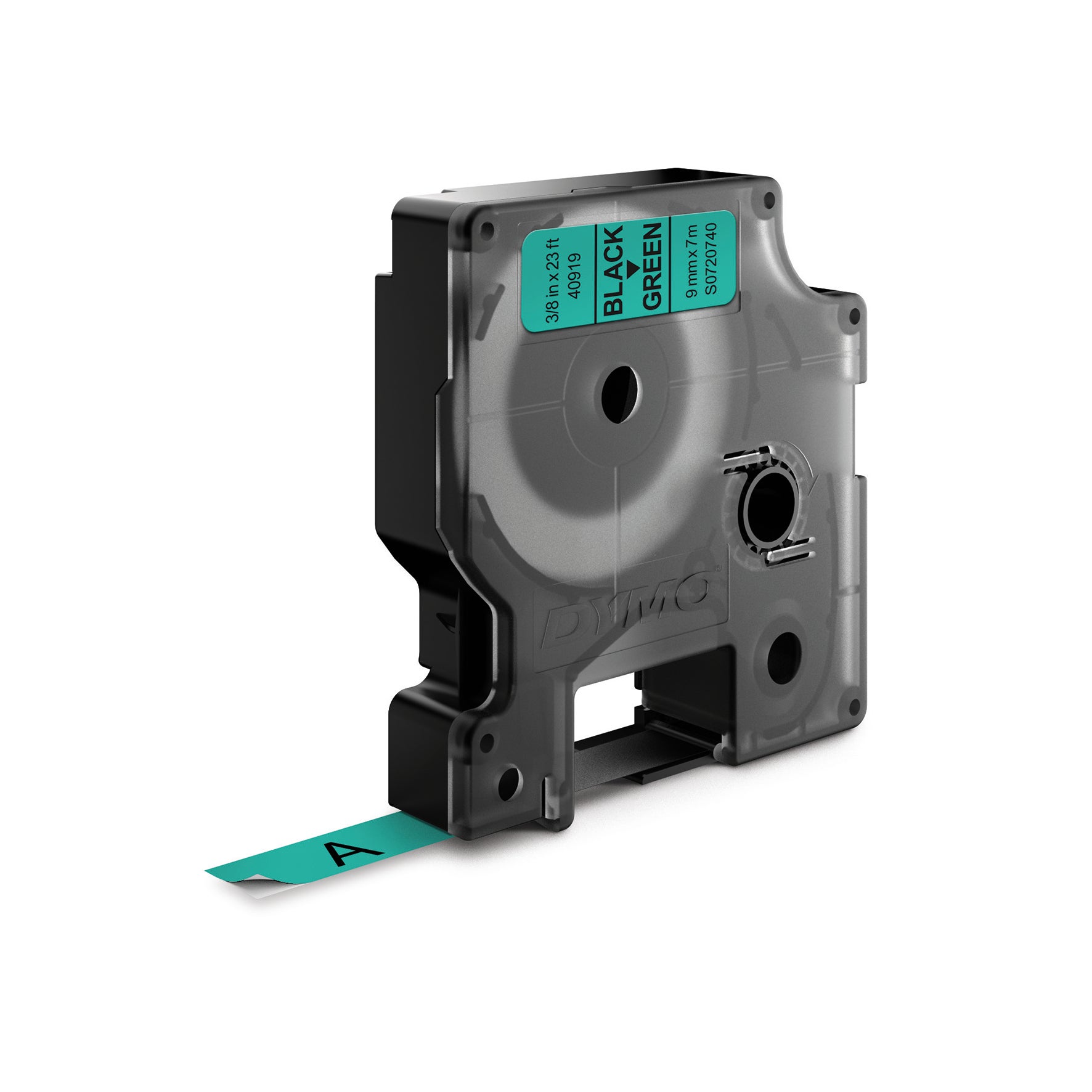 Märkband Dymo D1 svart/grön 9 mm