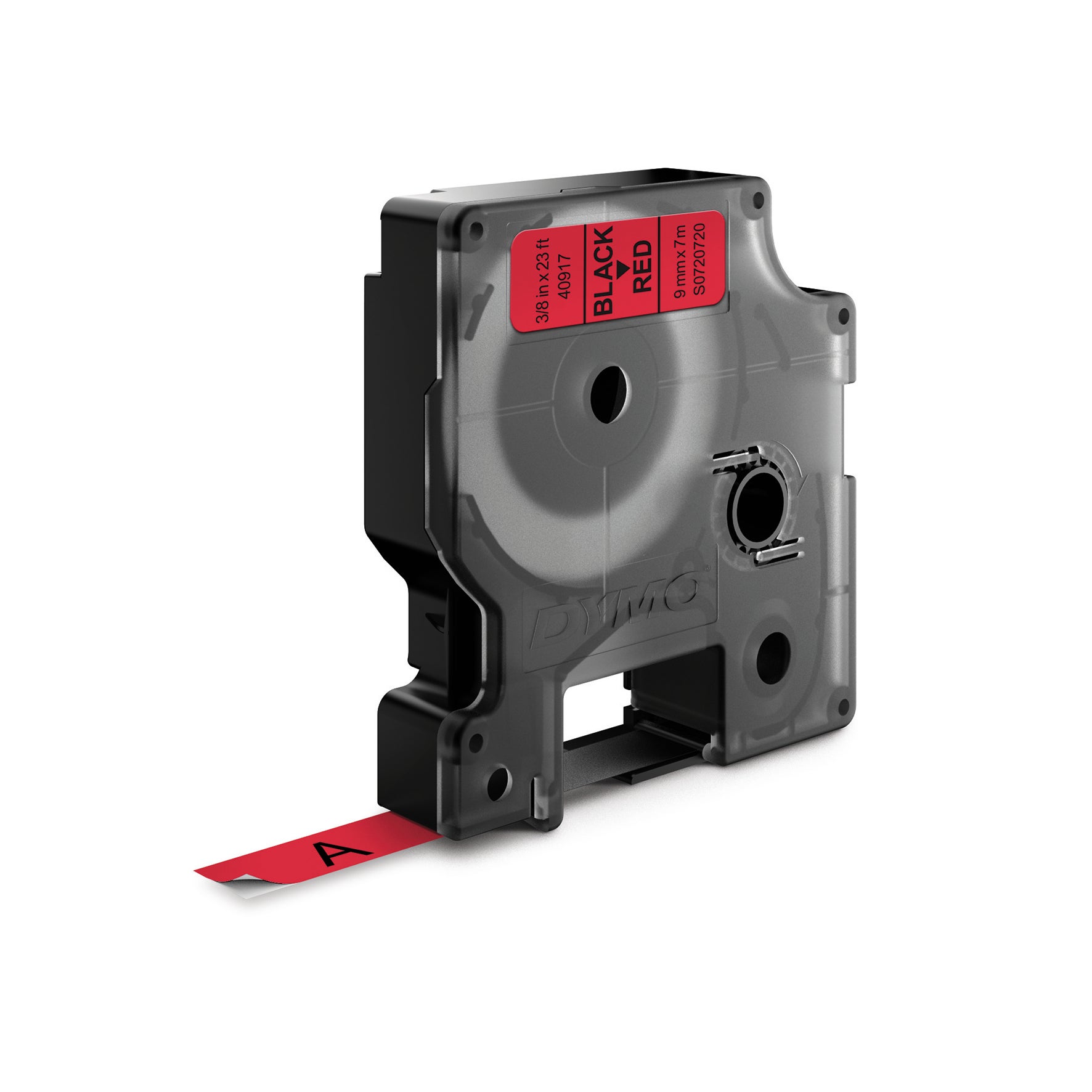 Märkband Dymo D1 svart/röd 9 mm