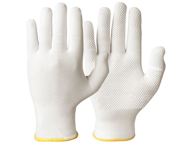 Handske bomull dots vit - 5