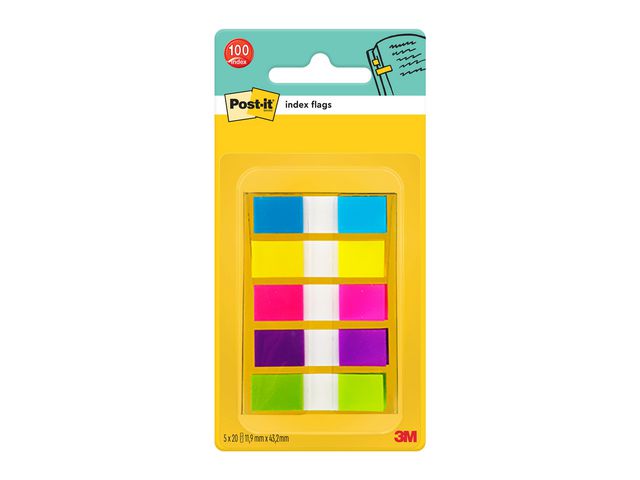 Index POST-IT 11,9x43,1 5-färg 100/fp