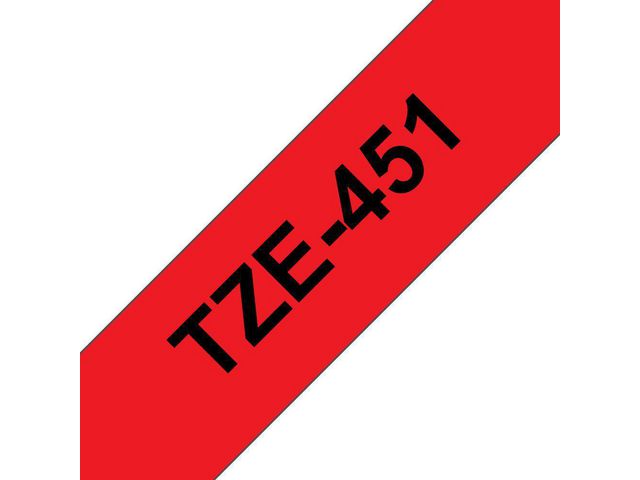 Märkband TZe451 24 mm x 8 m svart/röd