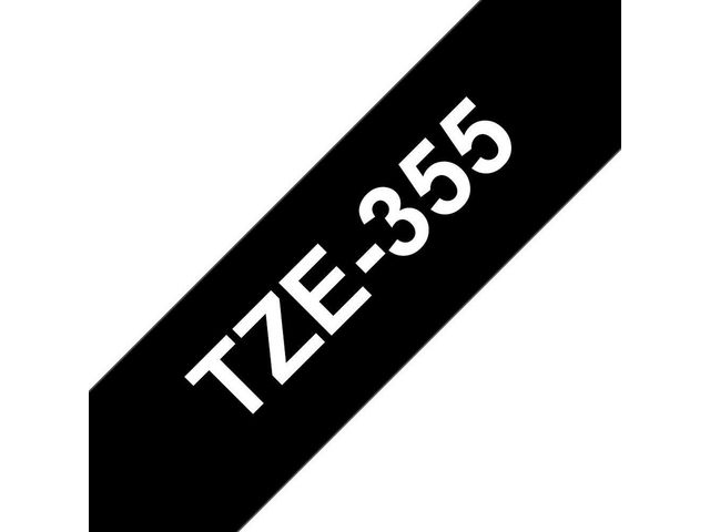 Märkband TZe355 24 mm x 8 m vit/svart