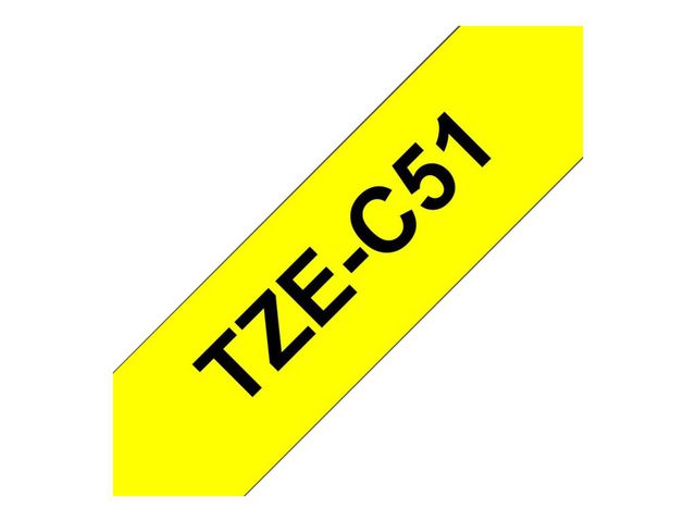 Tape BROTHER TZEC51 24mm Svart på Gul
