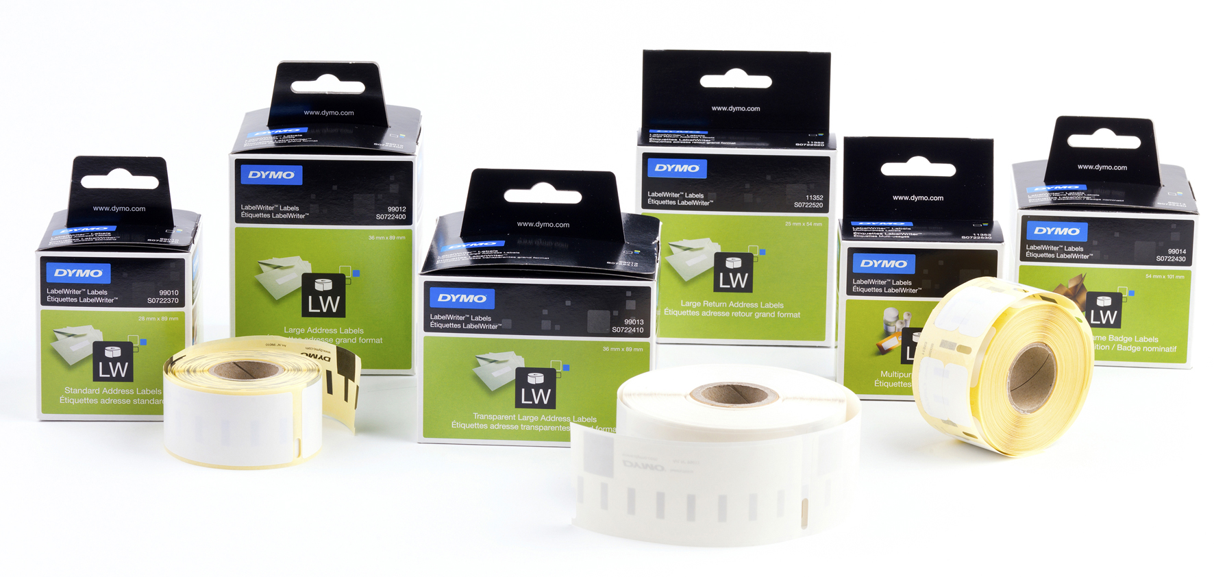Etikett Dymo 89 x 41 mm vit 300 st/rulle