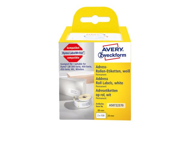 Etikett Avery 89 x 28 mm 2x130 st/fp