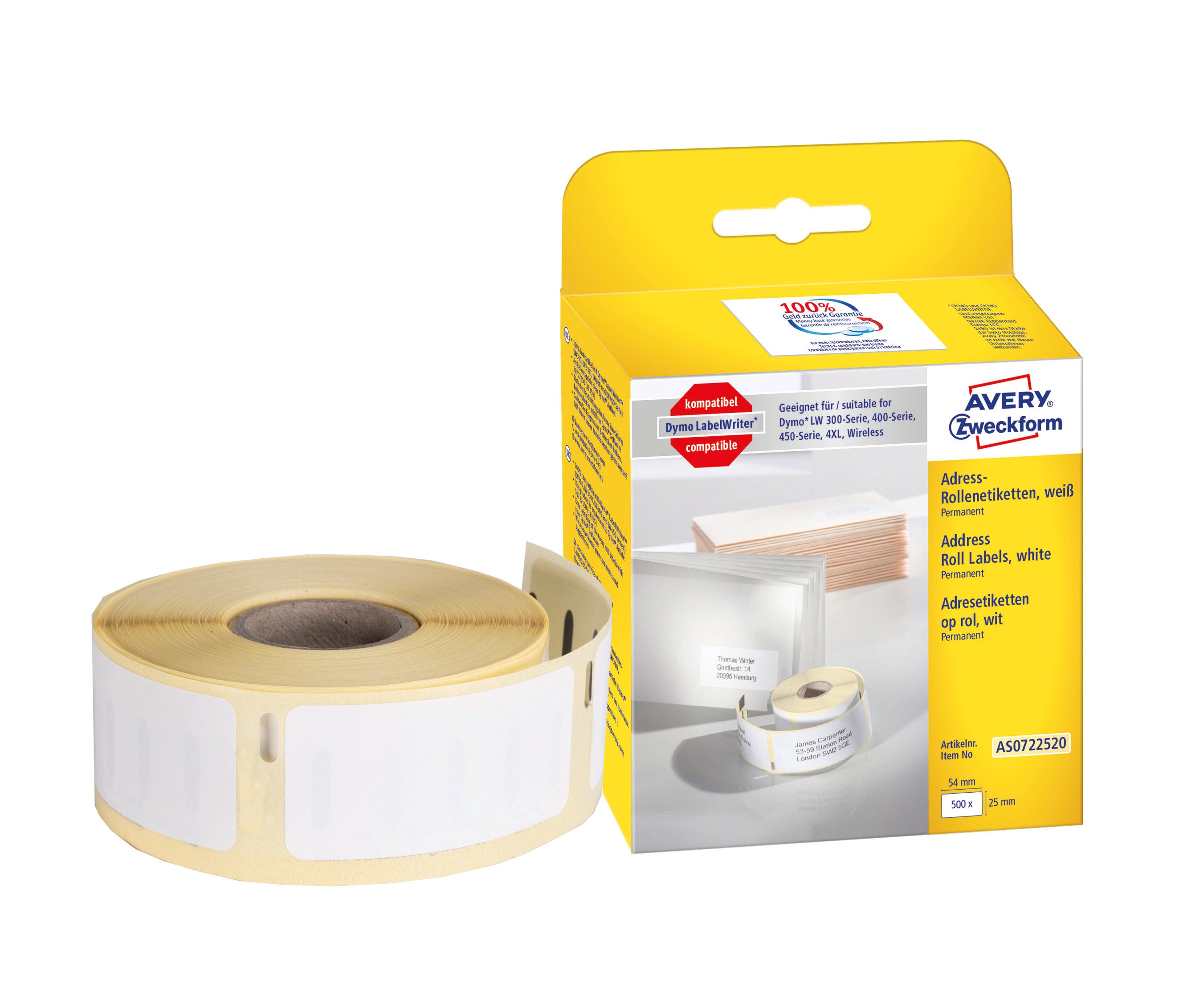 Etikett Avery 24 x 54 mm 500 st/fp