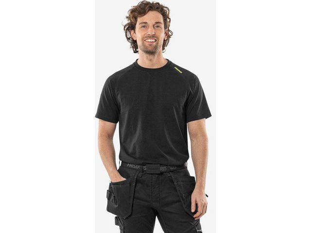 T-shirt heavy FRISTAD 7553 svart/gul